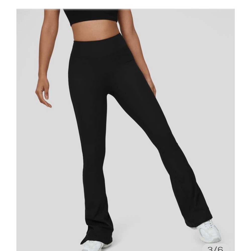 Halara Ribbed High Waisted Split Flared Yoga Leggings